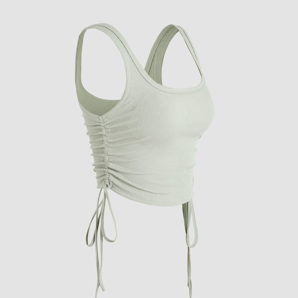 Solid rib drawstring tank top